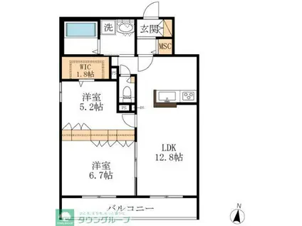 プライア桜山(2LDK/3階)の間取り写真