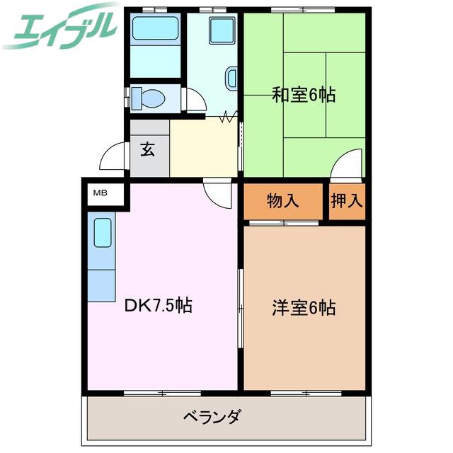グリーンハイツ(2DK/2階)の間取り写真