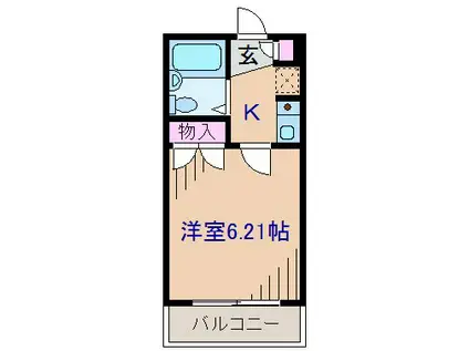 WOODBELL師岡A(1K/1階)の間取り写真