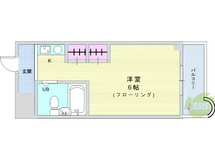 シティクレスト石橋(1K/3階)の間取り写真