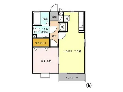 エランビタールNAKANISHI II(1LDK/2階)の間取り写真