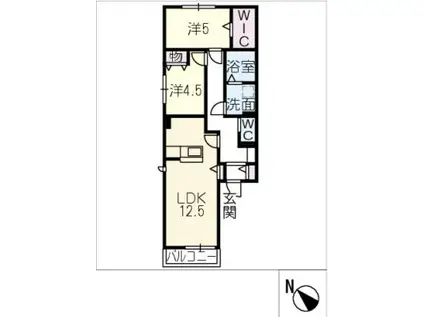 ユアメゾン速(2LDK/1階)の間取り写真