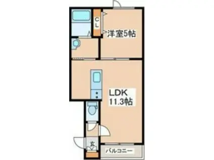 ラ・カーサ フィゴーナ(1LDK/1階)の間取り写真