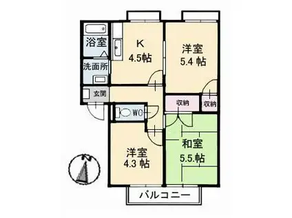 フレグランス羽島台(3K/1階)の間取り写真