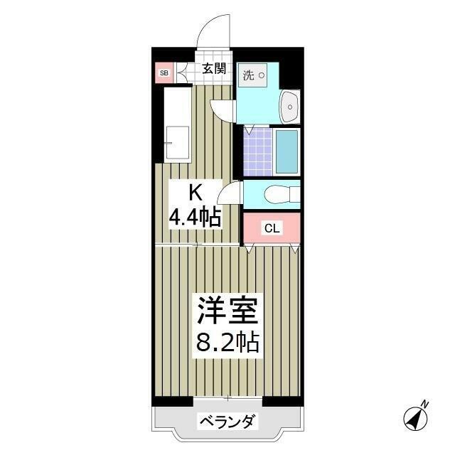 リュミエールII(1K/1階)の間取り写真