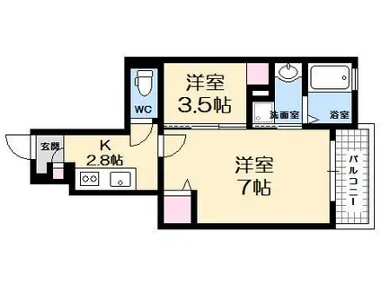 フィデール庚午(1SK/1階)の間取り写真