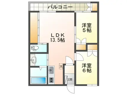 コーポ光(2LDK/3階)の間取り写真