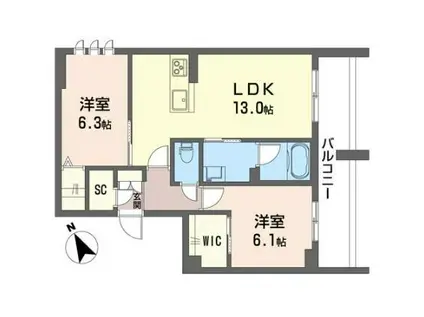 ルミノサ・ファミリアB(2LDK/2階)の間取り写真