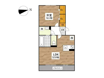 ピソラフィネ(1LDK/1階)の間取り写真