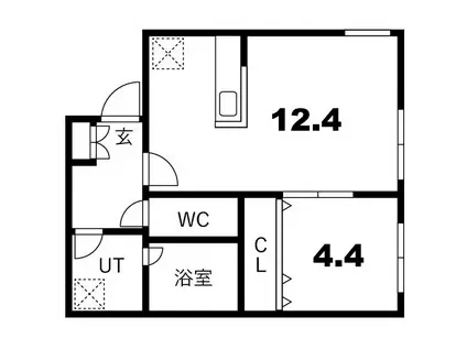 ピオネロ恵庭III(1LDK/4階)の間取り写真