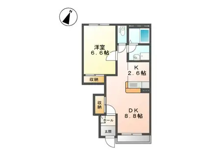 アルシオーネ 弐番館(1LDK/1階)の間取り写真