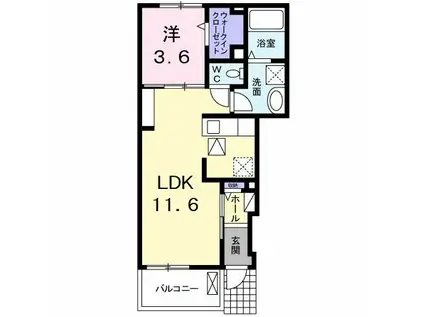 ブランボヌール(1LDK/1階)の間取り写真