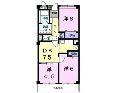 エスポアールパート3(3DK/2階)の間取り写真