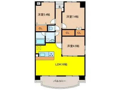 ジーニアス(3LDK/7階)の間取り写真