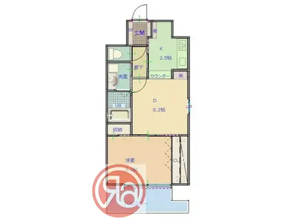 ラグレース福島(1LDK/5階)の間取り写真