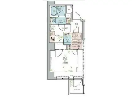 リヴシティ飯田橋(1K/2階)の間取り写真