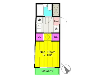ヴェルデ多摩川(1K/3階)の間取り写真