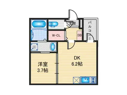 ラ・グラシューズ(1DK/2階)の間取り写真