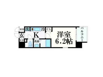 プレサンス岡山駅前(1K/10階)の間取り写真