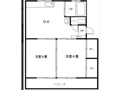 昭和台ハイツ(2DK/2階)の間取り写真