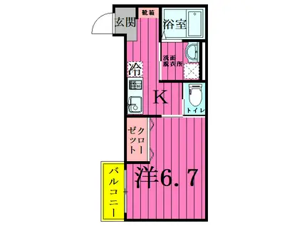 アルカディアメゾン(1K/2階)の間取り写真