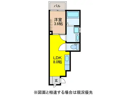 エアリア多良見中里(1LDK/1階)の間取り写真