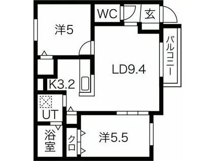 ENCORE北27条(2LDK/2階)の間取り写真