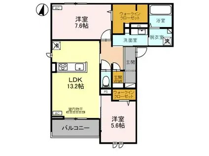 D-ROOMヴェルザンディ 301(2LDK/3階)の間取り写真