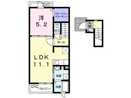 ラ・セゾン(1LDK/2階)の間取り写真