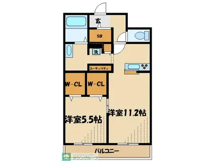 LA TOUR南橋本(1LDK/1階)の間取り写真