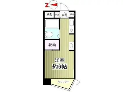 パークサイド野川公園(ワンルーム/1階)の間取り写真