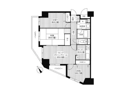 レ・ソール本八幡(3LDK/6階)の間取り写真