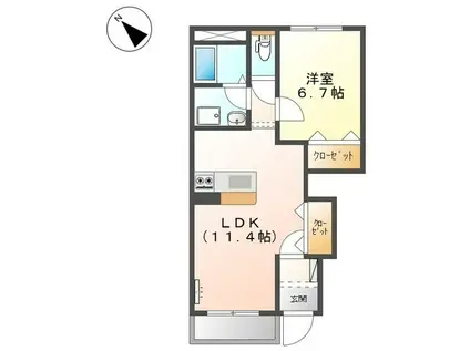 コンフィード本橋II(1LDK/1階)の間取り写真