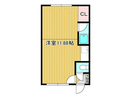 コーポ美芳(ワンルーム/1階)の間取り写真