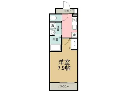 ルオージア(1K/2階)の間取り写真