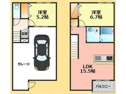 TS GARAGE(2LDK/1階)の間取り写真