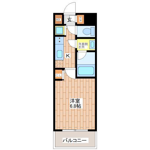 LA DOUCEUR北巽(1K/8階)の間取り写真