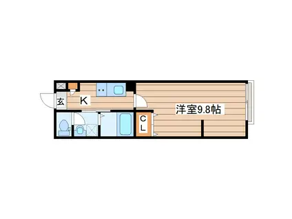 AZUL富沢(1K/1階)の間取り写真