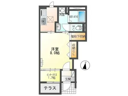 マ・グランX(1K/1階)の間取り写真