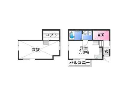 ルフトゼロ B(ワンルーム/1階)の間取り写真