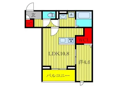 CLASSEUM都賀(1LDK/1階)の間取り写真