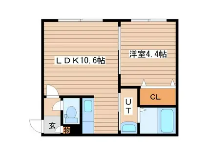 サイト琴似(1LDK/1階)の間取り写真
