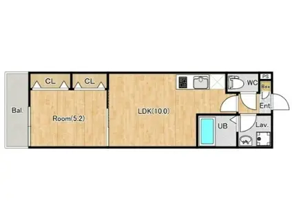 ジーメゾン春日部大場(1LDK/3階)の間取り写真