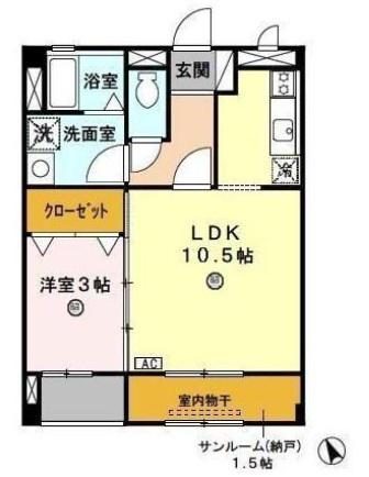 サンフラワー(1LDK/2階)の間取り写真