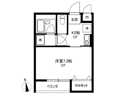 YKハイツ(1K/2階)の間取り写真