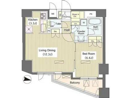 I-SUITEHIGASHINAKANO(1LDK/1階)の間取り写真