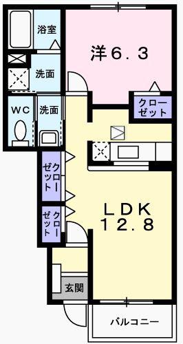 ピエ・デル・モンテII(1LDK/1階)の間取り写真