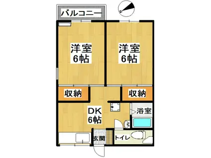 セントラルコーポA(2DK/2階)の間取り写真