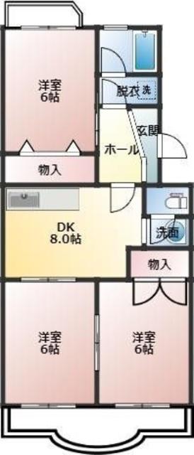 フェイヴァリト西添(3LDK/2階)の間取り写真