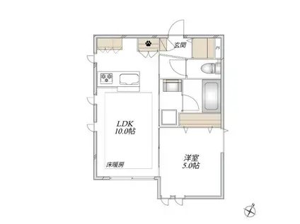 前野町2丁目メゾン(1LDK/1階)の間取り写真